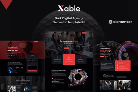 Xable – Dark Digital Agency Elementor Pro Template Kit